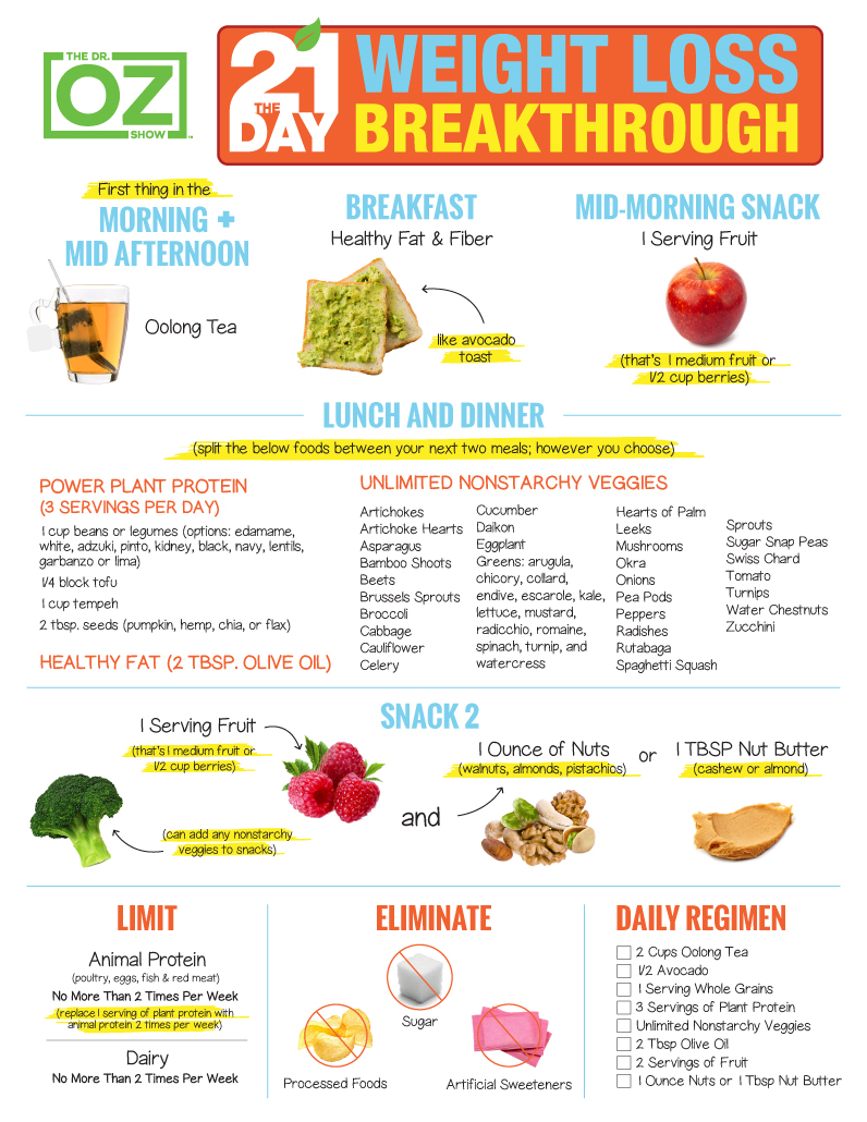 Dr Oz 21 Day Weight Loss Diet Meal Plan – FREE Diet Plan